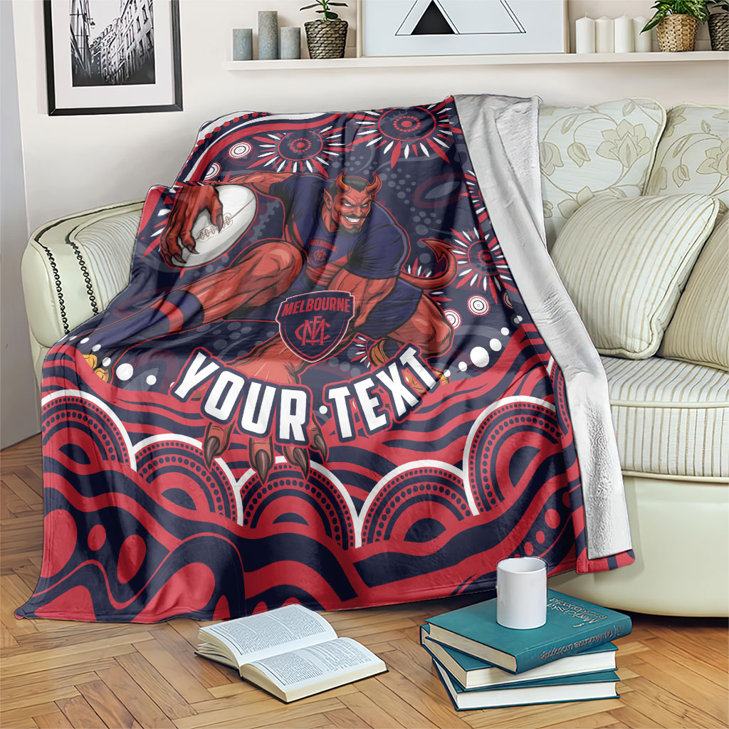Personalized Melbourne Demons Mascot Blanket Aboriginal Dot Art - Dreamtime Football Mascot