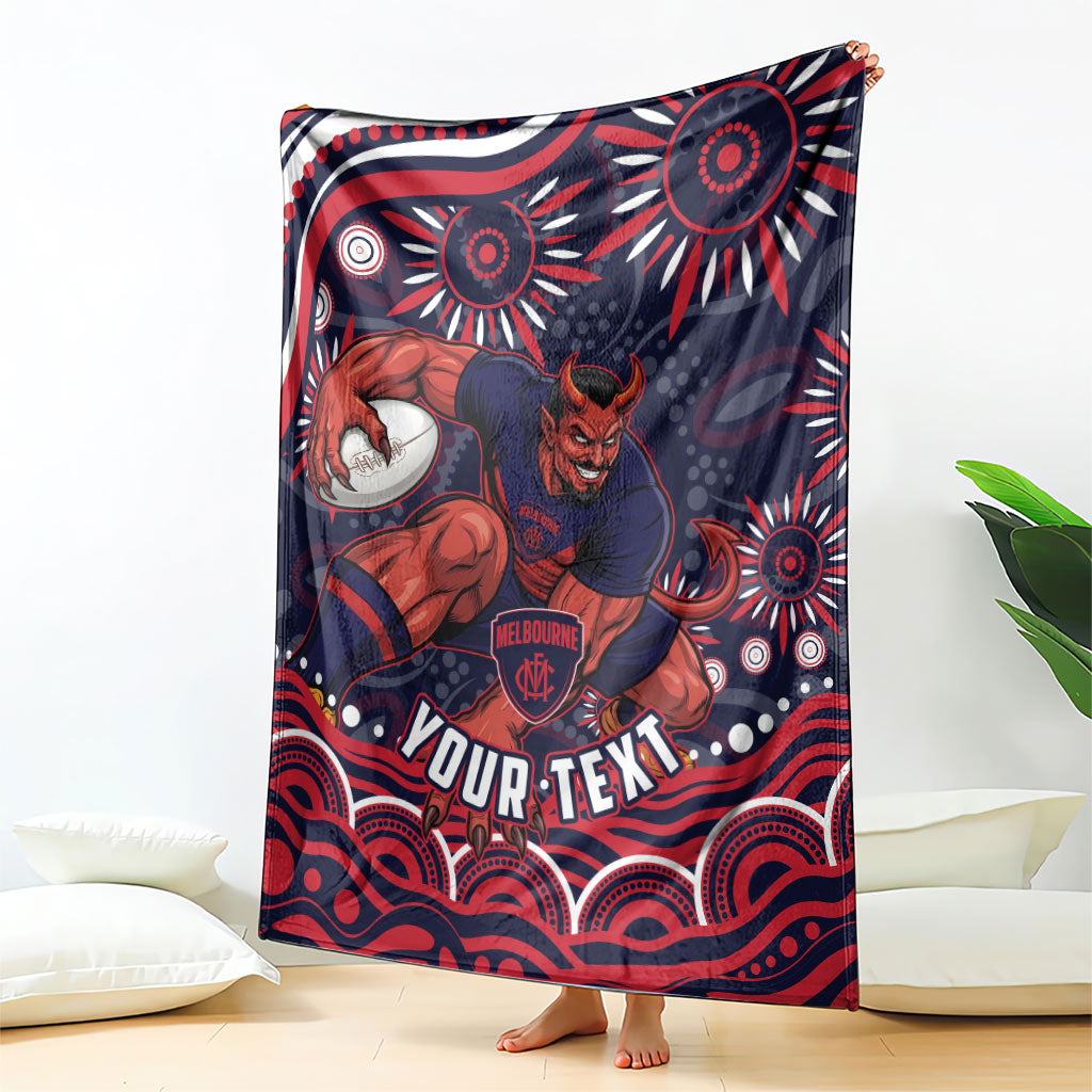 Personalized Melbourne Demons Mascot Blanket Aboriginal Dot Art - Dreamtime Football Mascot