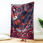 Personalized Melbourne Demons Mascot Blanket Aboriginal Dot Art - Dreamtime Football Mascot