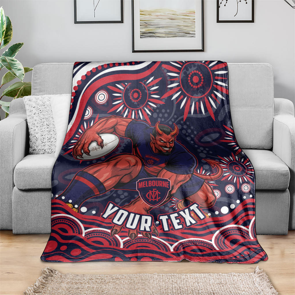 Personalized Melbourne Demons Mascot Blanket Aboriginal Dot Art - Dreamtime Football Mascot