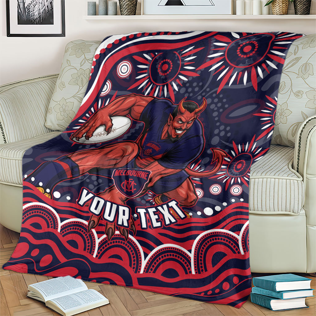 Personalized Melbourne Demons Mascot Blanket Aboriginal Dot Art - Dreamtime Football Mascot