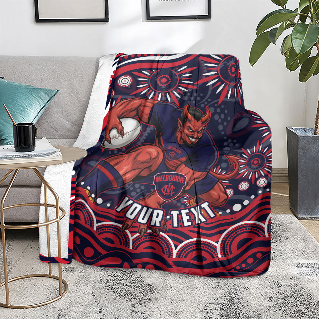 Personalized Melbourne Demons Mascot Blanket Aboriginal Dot Art - Dreamtime Football Mascot