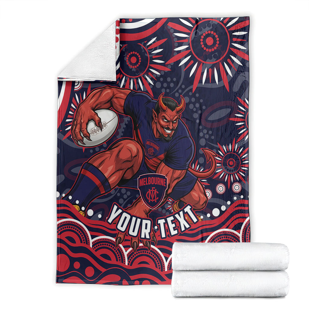 Personalized Melbourne Demons Mascot Blanket Aboriginal Dot Art - Dreamtime Football Mascot