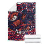 Personalized Melbourne Demons Mascot Blanket Aboriginal Dot Art - Dreamtime Football Mascot