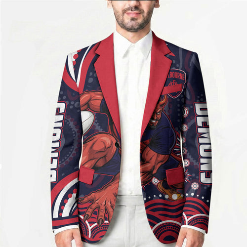 Personalized Melbourne Demons Mascot Blazer Aboriginal Dot Art - Dreamtime Football Mascot