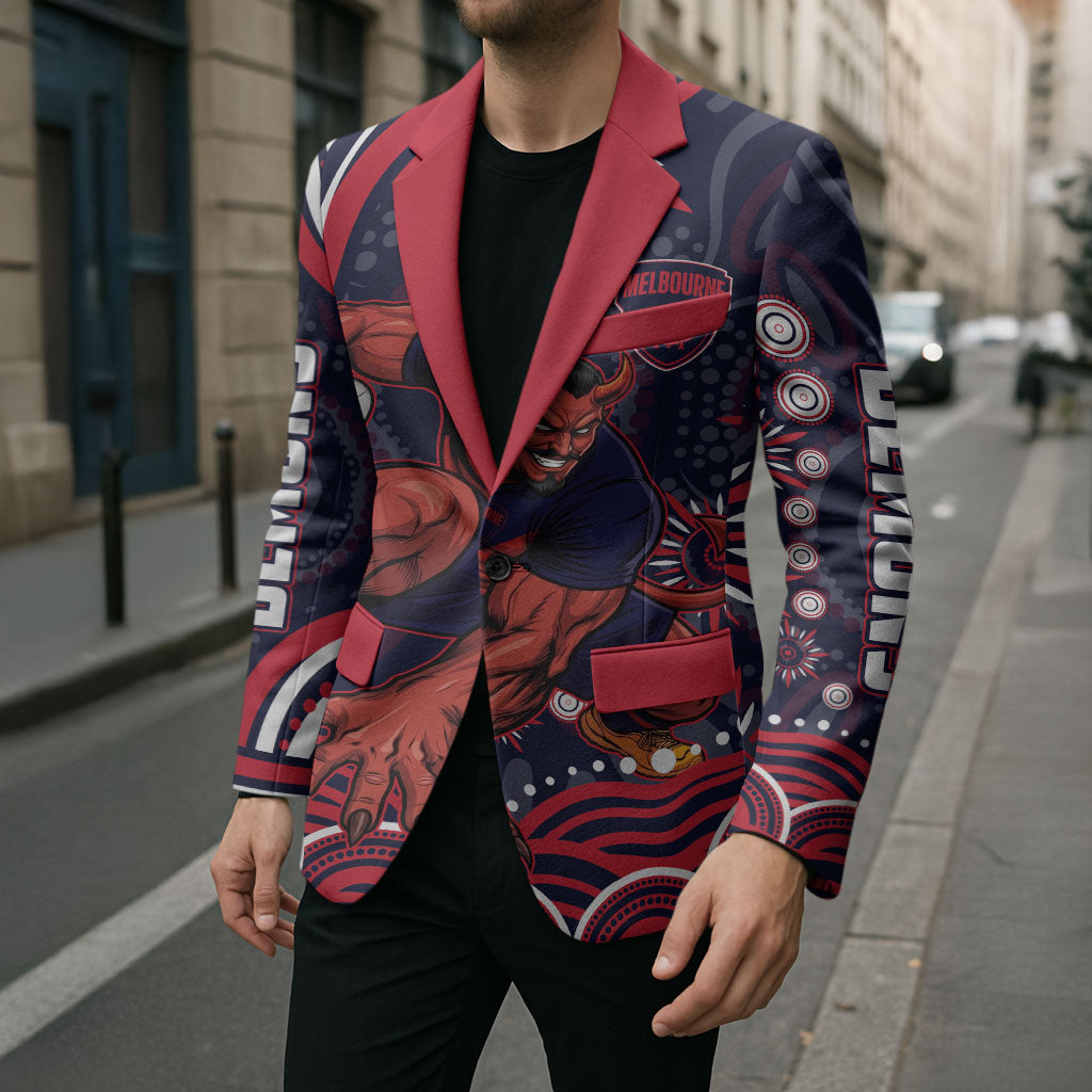 Personalized Melbourne Demons Mascot Blazer Aboriginal Dot Art - Dreamtime Football Mascot