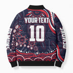 Personalized Melbourne Demons Mascot Bomber Puffer Jacket Aboriginal Dot Art - Dreamtime Football Mascot