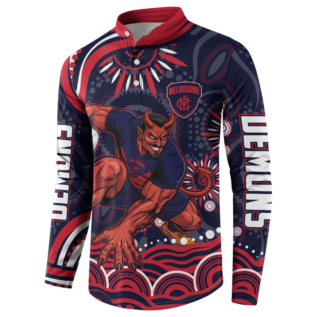 Personalized Melbourne Demons Mascot Button Sweatshirt Aboriginal Dot Art - Dreamtime Football Mascot