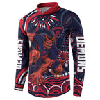 Personalized Melbourne Demons Mascot Button Sweatshirt Aboriginal Dot Art - Dreamtime Football Mascot