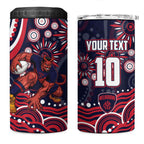 Personalized Melbourne Demons Mascot 4 in 1 Can Cooler Tumbler Aboriginal Dot Art - Dreamtime Football Mascot