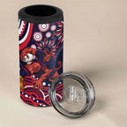 Personalized Melbourne Demons Mascot 4 in 1 Can Cooler Tumbler Aboriginal Dot Art - Dreamtime Football Mascot