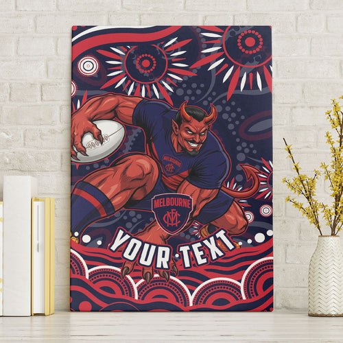 Personalized Melbourne Demons Mascot Canvas Wall Art Aboriginal Dot Art - Dreamtime Football Mascot