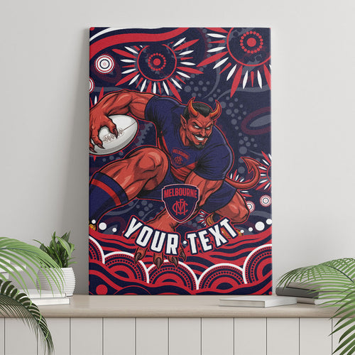 Personalized Melbourne Demons Mascot Canvas Wall Art Aboriginal Dot Art - Dreamtime Football Mascot