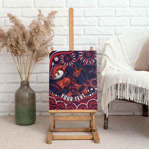 Personalized Melbourne Demons Mascot Canvas Wall Art Aboriginal Dot Art - Dreamtime Football Mascot