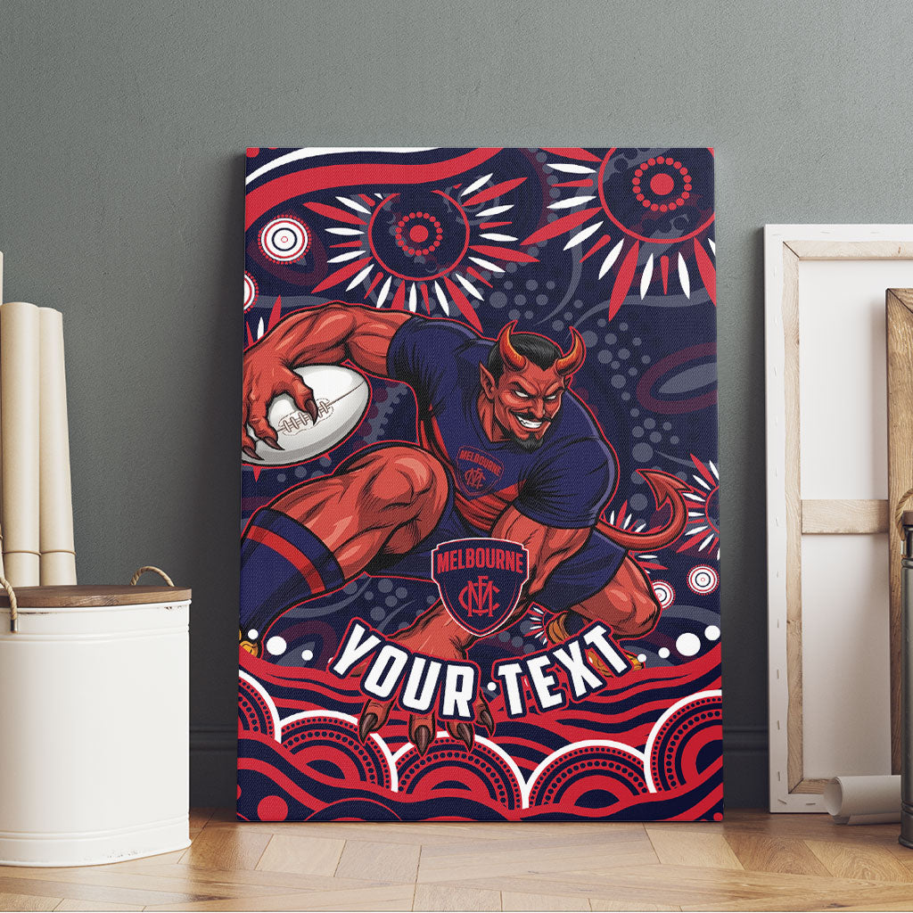 Personalized Melbourne Demons Mascot Canvas Wall Art Aboriginal Dot Art - Dreamtime Football Mascot