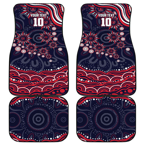 Personalized Melbourne Demons Mascot Car Mats Aboriginal Dot Art - Dreamtime Football Mascot