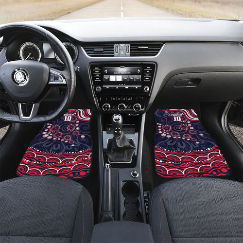 Personalized Melbourne Demons Mascot Car Mats Aboriginal Dot Art - Dreamtime Football Mascot
