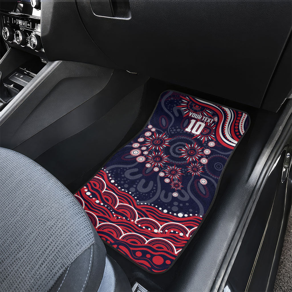 Personalized Melbourne Demons Mascot Car Mats Aboriginal Dot Art - Dreamtime Football Mascot