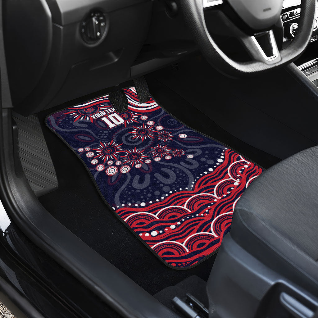 Personalized Melbourne Demons Mascot Car Mats Aboriginal Dot Art - Dreamtime Football Mascot