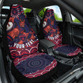 Personalized Melbourne Demons Mascot Car Seat Cover Aboriginal Dot Art - Dreamtime Football Mascot