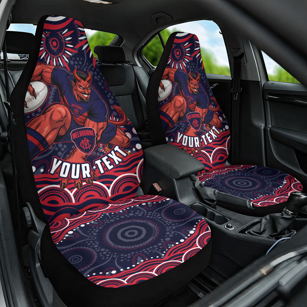 Personalized Melbourne Demons Mascot Car Seat Cover Aboriginal Dot Art - Dreamtime Football Mascot