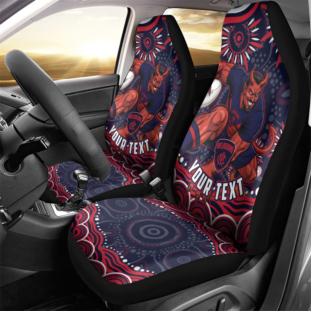 Personalized Melbourne Demons Mascot Car Seat Cover Aboriginal Dot Art - Dreamtime Football Mascot