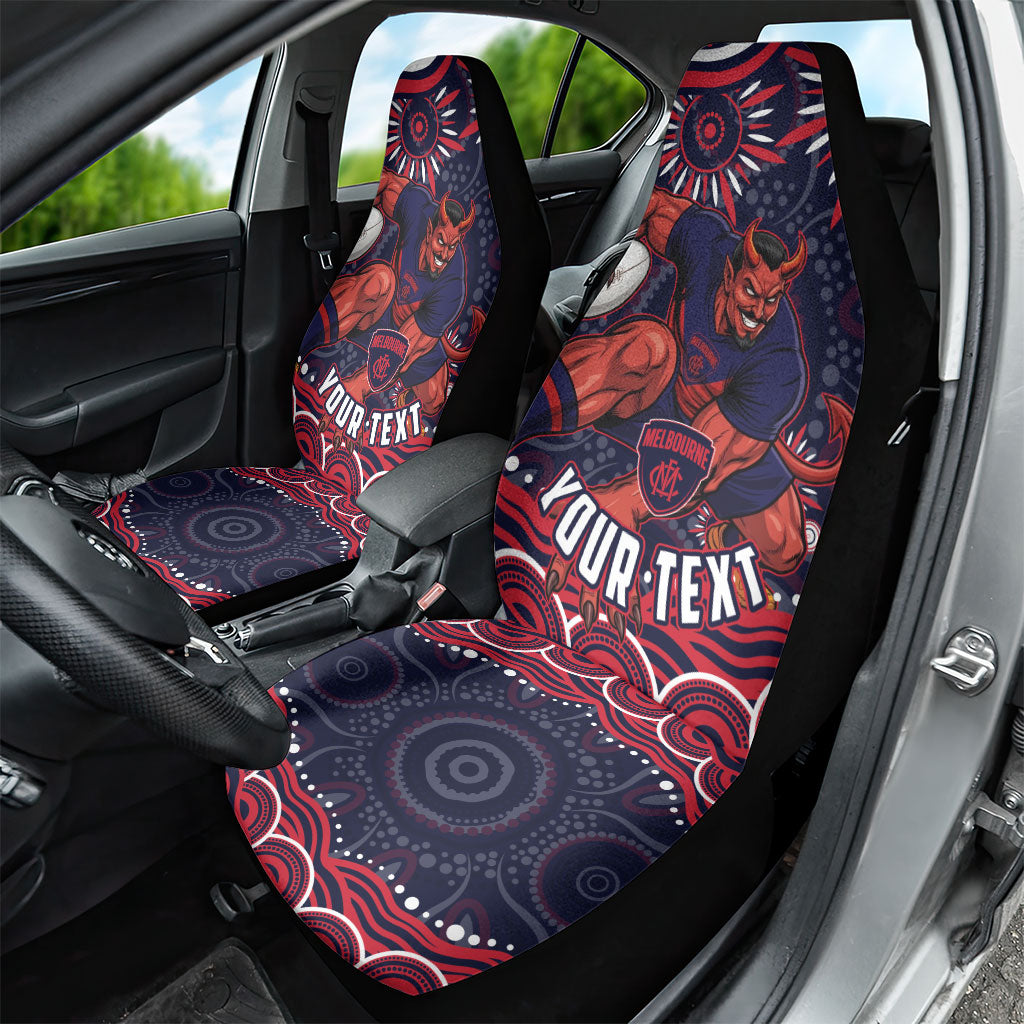 Personalized Melbourne Demons Mascot Car Seat Cover Aboriginal Dot Art - Dreamtime Football Mascot