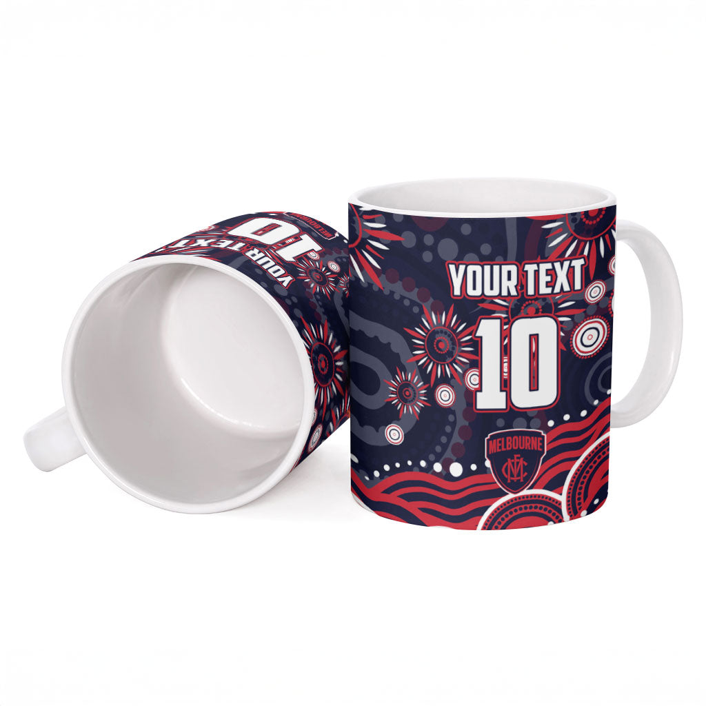 Personalized Melbourne Demons Mascot Ceramic Mug Aboriginal Dot Art - Dreamtime Football Mascot