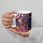Personalized Melbourne Demons Mascot Ceramic Mug Aboriginal Dot Art - Dreamtime Football Mascot
