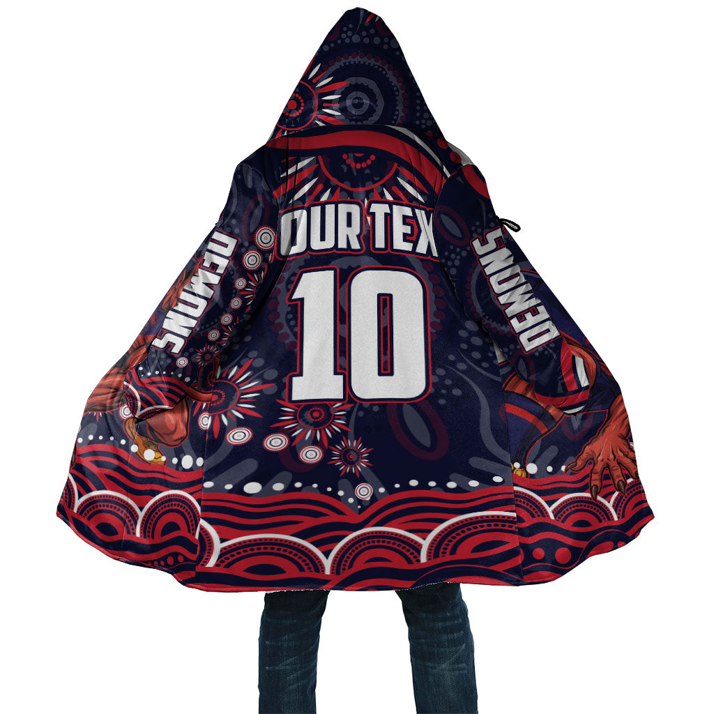 Personalized Melbourne Demons Mascot Cloak Aboriginal Dot Art - Dreamtime Football Mascot
