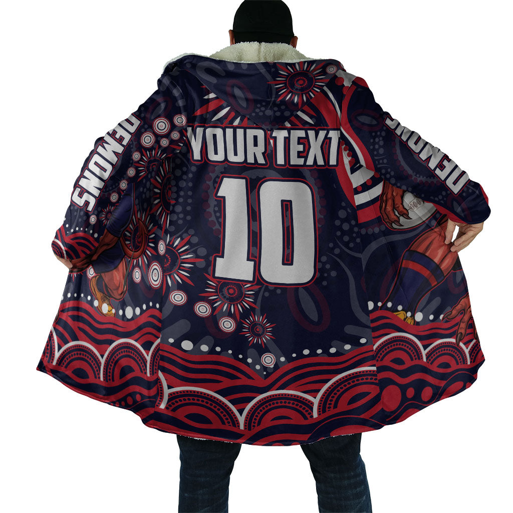 Personalized Melbourne Demons Mascot Cloak Aboriginal Dot Art - Dreamtime Football Mascot