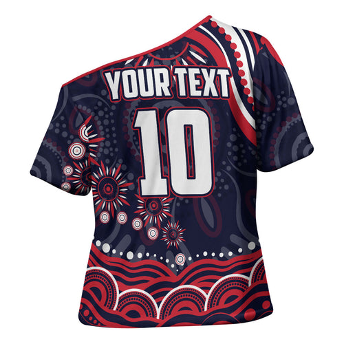 Personalized Melbourne Demons Mascot Cross Shoulder Shirt Aboriginal Dot Art - Dreamtime Football Mascot