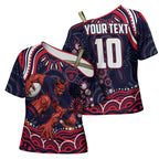 Personalized Melbourne Demons Mascot Cross Shoulder Shirt Aboriginal Dot Art - Dreamtime Football Mascot