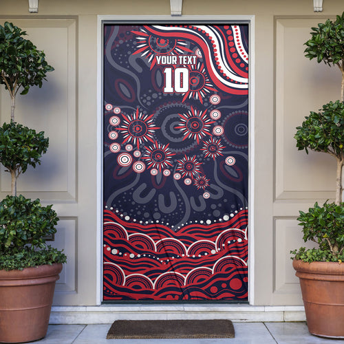 Personalized Melbourne Demons Mascot Door Cover Aboriginal Dot Art - Dreamtime Football Mascot