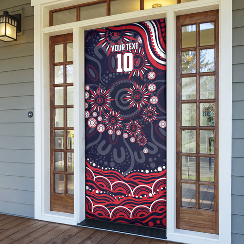 Personalized Melbourne Demons Mascot Door Cover Aboriginal Dot Art - Dreamtime Football Mascot