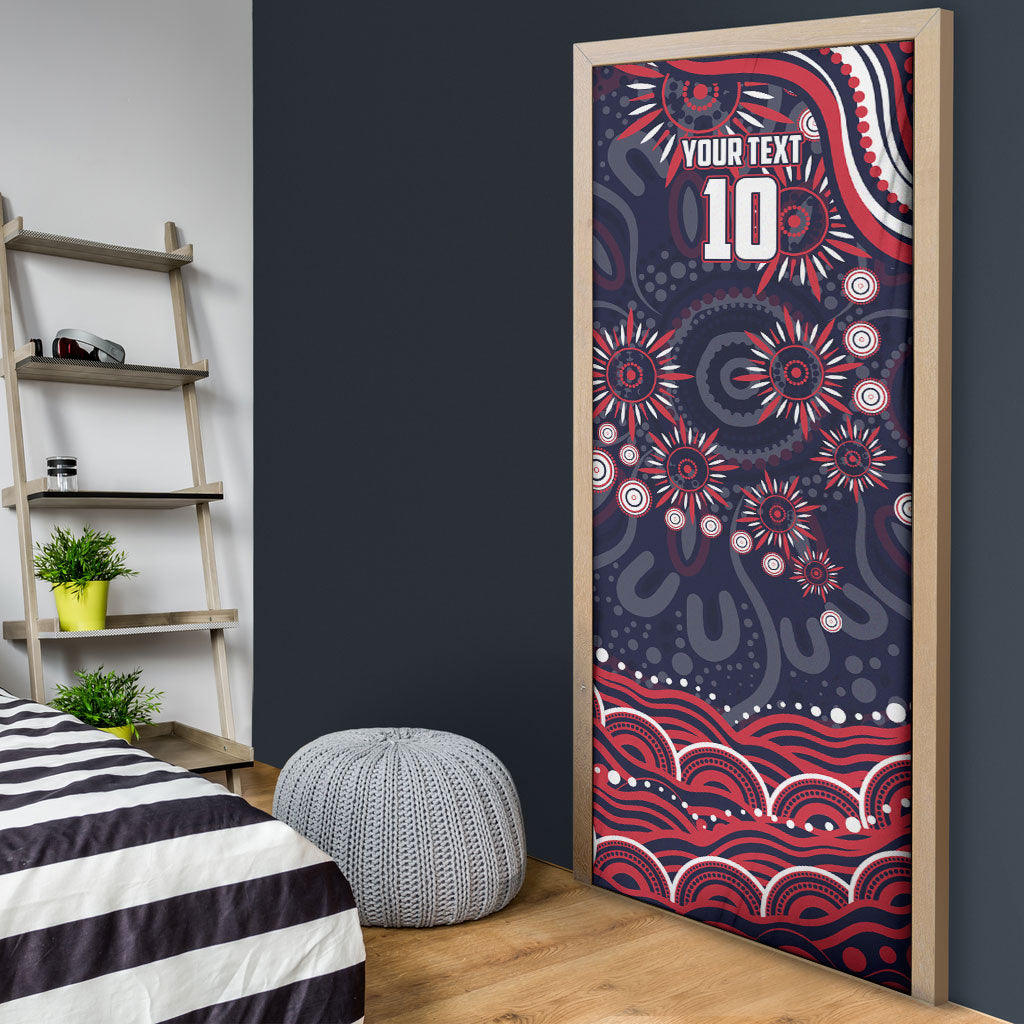Personalized Melbourne Demons Mascot Door Cover Aboriginal Dot Art - Dreamtime Football Mascot