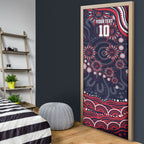 Personalized Melbourne Demons Mascot Door Cover Aboriginal Dot Art - Dreamtime Football Mascot