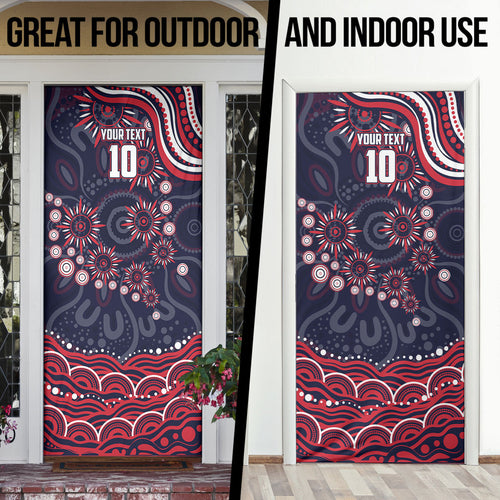 Personalized Melbourne Demons Mascot Door Cover Aboriginal Dot Art - Dreamtime Football Mascot