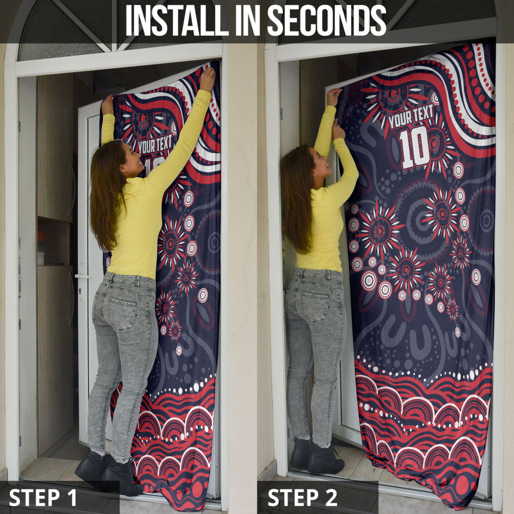 Personalized Melbourne Demons Mascot Door Cover Aboriginal Dot Art - Dreamtime Football Mascot
