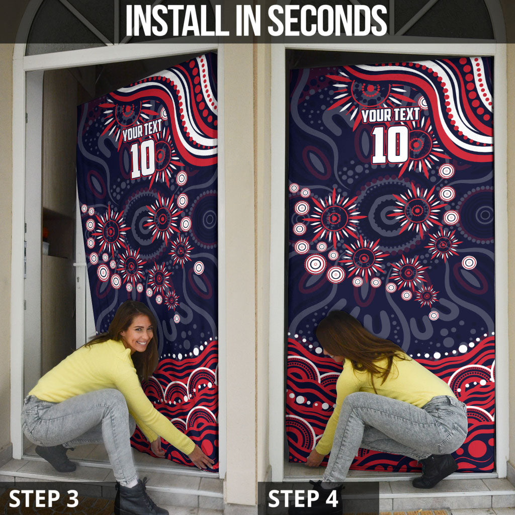 Personalized Melbourne Demons Mascot Door Cover Aboriginal Dot Art - Dreamtime Football Mascot