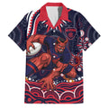 Personalized Melbourne Demons Mascot Family Matching Puletasi and Hawaiian Shirt Aboriginal Dot Art - Dreamtime Football Mascot