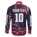 Personalized Melbourne Demons Mascot Family Matching Puletasi and Hawaiian Shirt Aboriginal Dot Art - Dreamtime Football Mascot