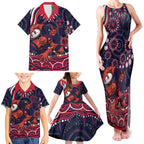 Personalized Melbourne Demons Mascot Family Matching Tank Maxi Dress and Hawaiian Shirt Aboriginal Dot Art - Dreamtime Football Mascot