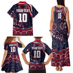 Personalized Melbourne Demons Mascot Family Matching Tank Maxi Dress and Hawaiian Shirt Aboriginal Dot Art - Dreamtime Football Mascot