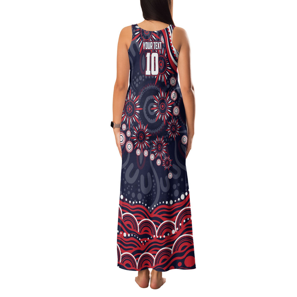 Personalized Melbourne Demons Mascot Family Matching Tank Maxi Dress and Hawaiian Shirt Aboriginal Dot Art - Dreamtime Football Mascot