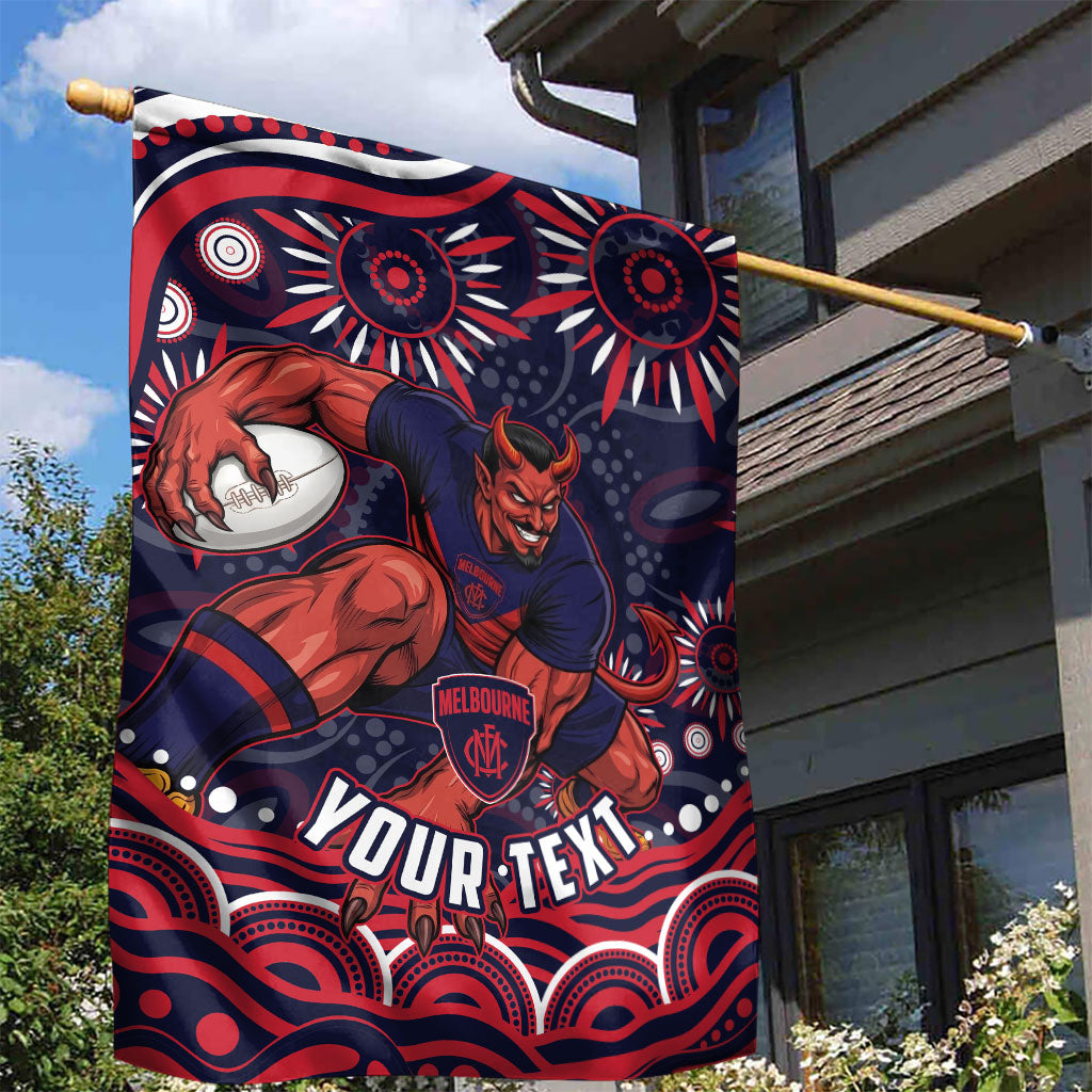 Personalized Melbourne Demons Mascot Garden Flag Aboriginal Dot Art - Dreamtime Football Mascot