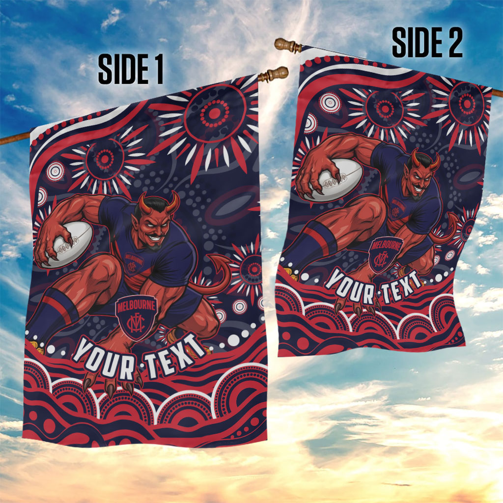 Personalized Melbourne Demons Mascot Garden Flag Aboriginal Dot Art - Dreamtime Football Mascot