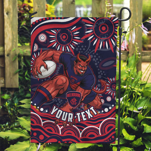 Personalized Melbourne Demons Mascot Garden Flag Aboriginal Dot Art - Dreamtime Football Mascot