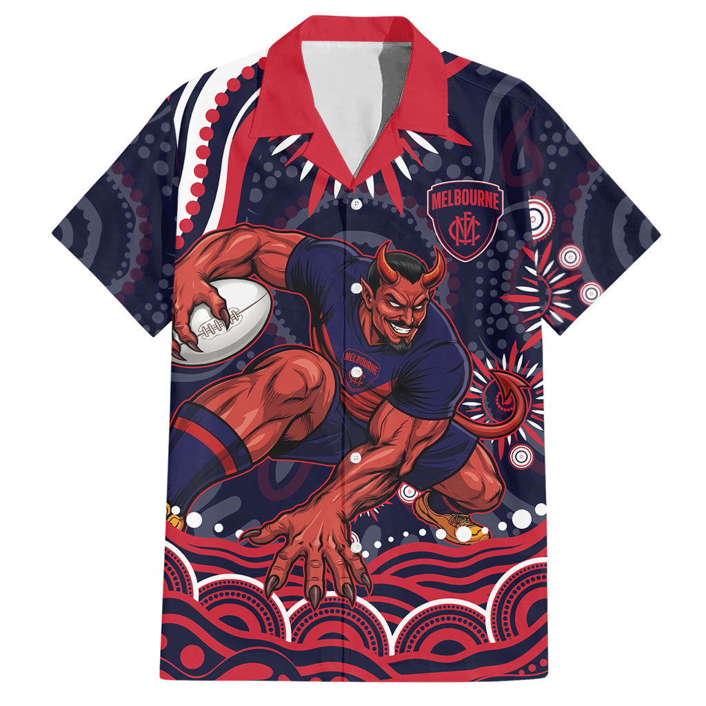 Personalized Melbourne Demons Mascot Hawaiian Shirt Aboriginal Dot Art - Dreamtime Football Mascot