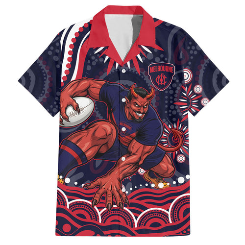 Personalized Melbourne Demons Mascot Hawaiian Shirt Aboriginal Dot Art - Dreamtime Football Mascot